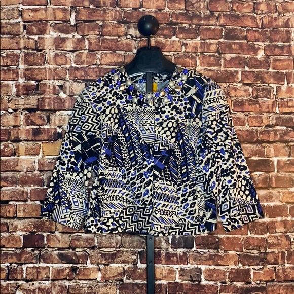Ruby Rd- Royal and black patterned jacket - Picture 1 of 2